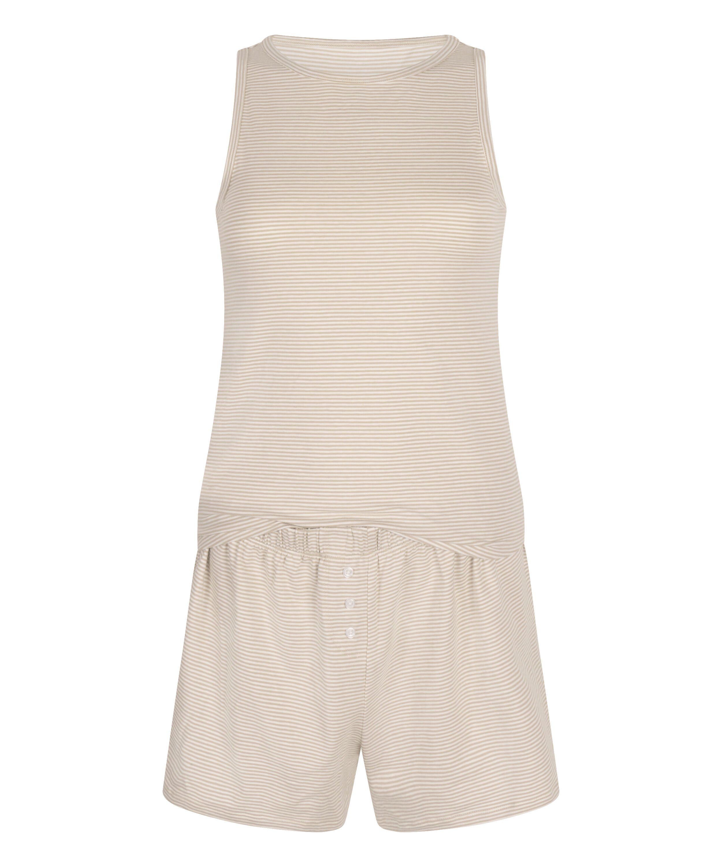 Pyjamasett med Singlet i Jersey, Beige