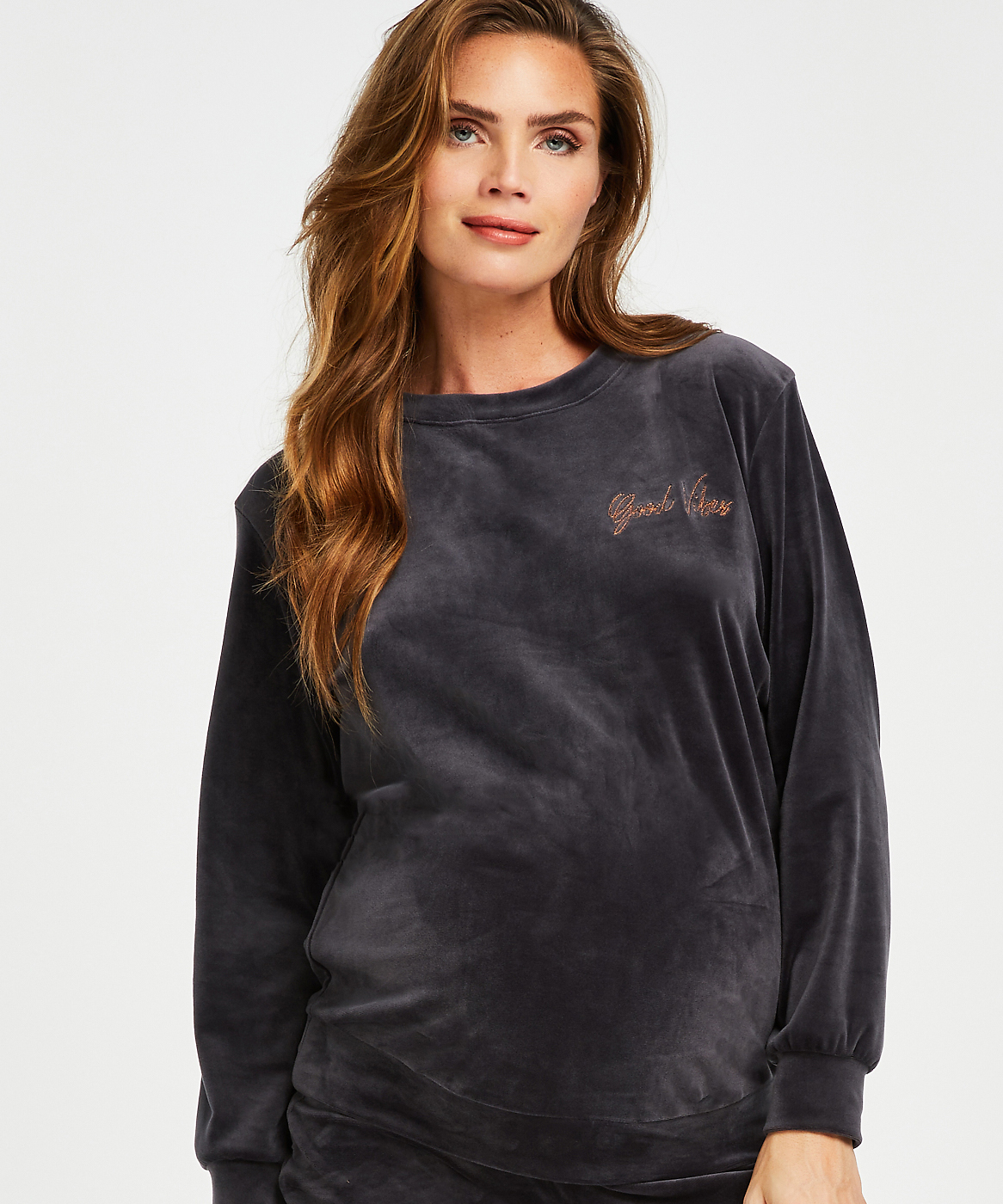 Amme-topp Velours, Gr&aring;, main