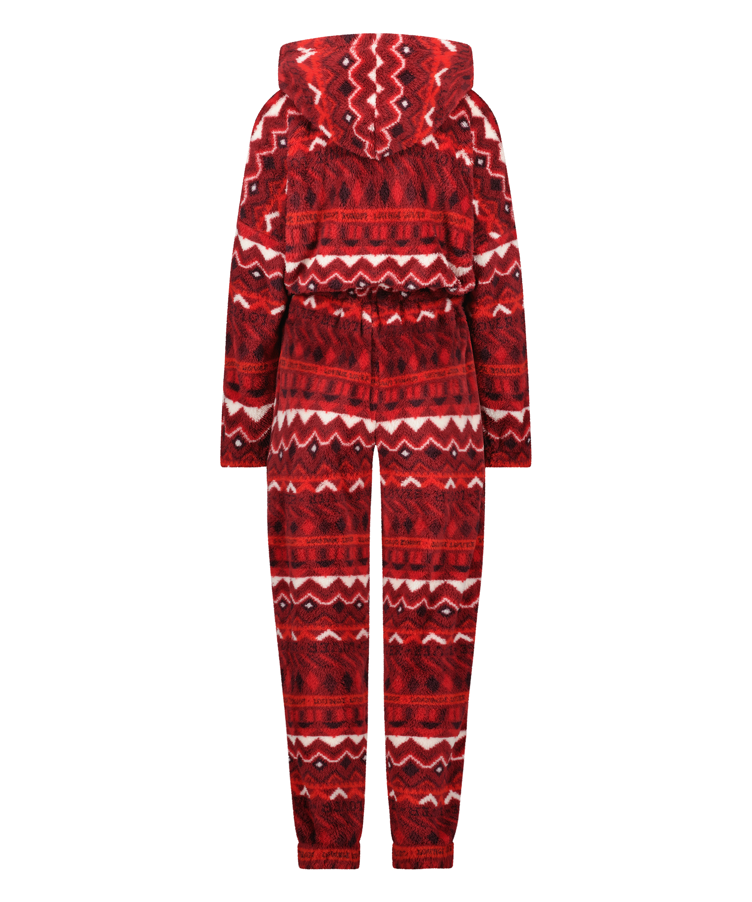 Fairisle flanellfleece onesie, Rød, main