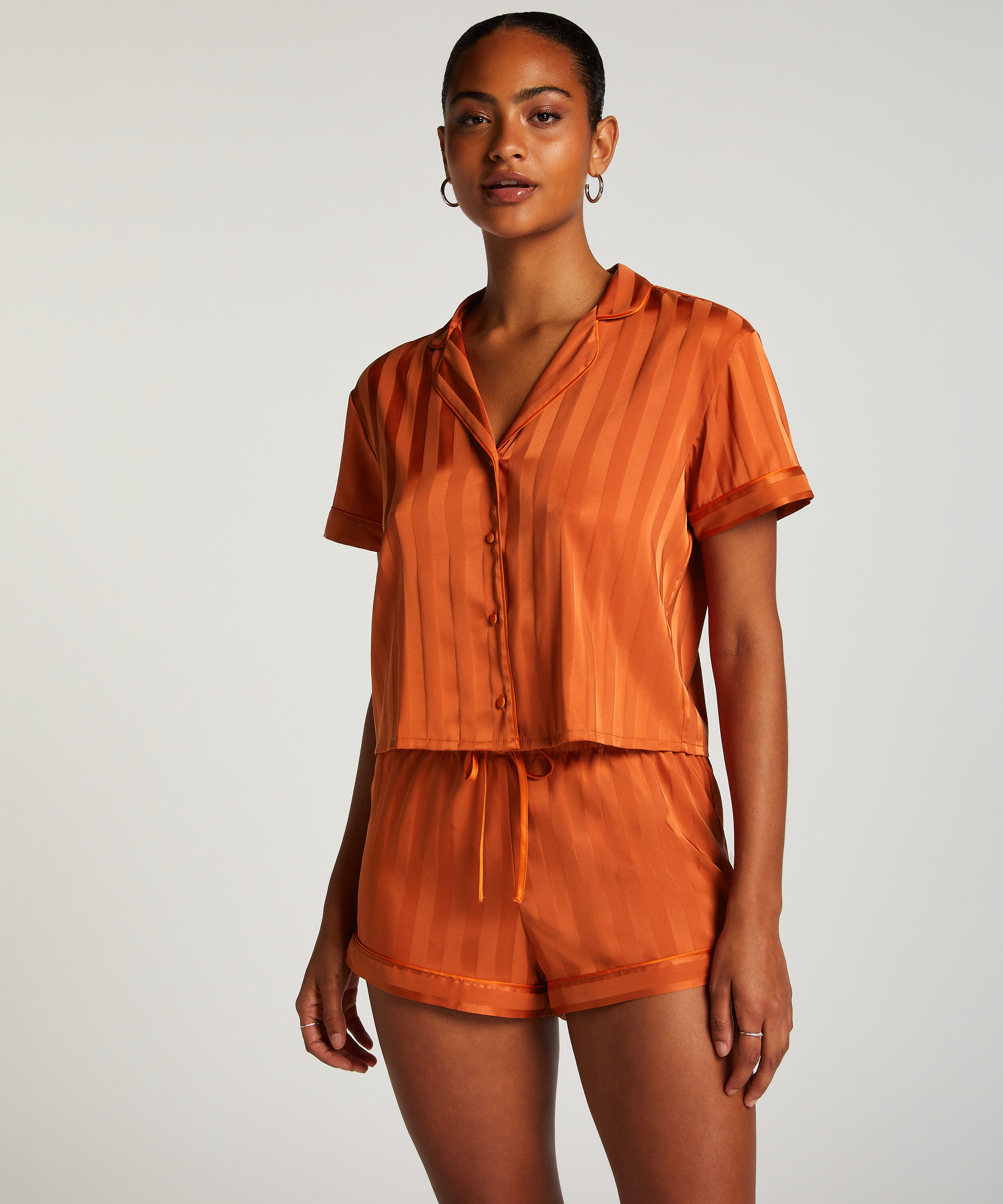 Pyjamasshorts i sateng, Oransje
