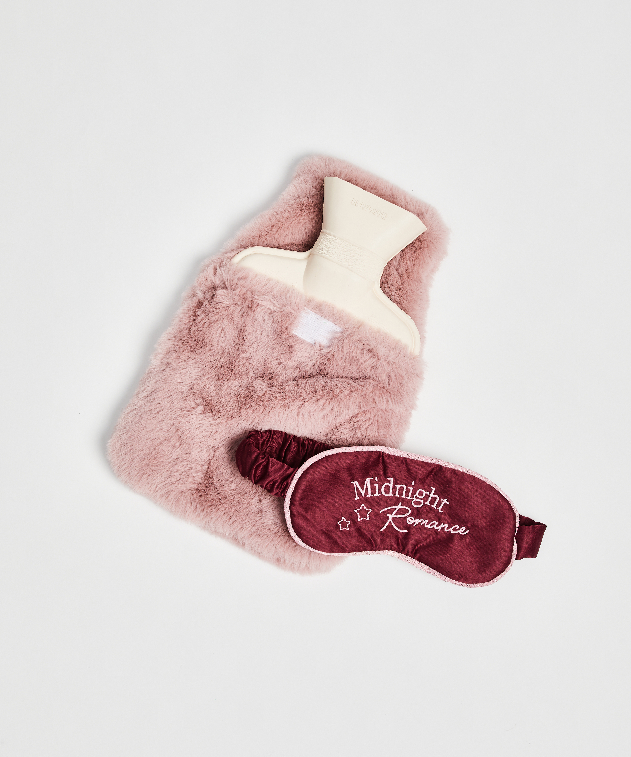 Hot Water Bottle And Eye Mask Set, Rosa, main