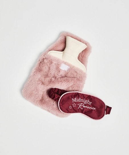 Hot Water Bottle And Eye Mask Set, Rosa