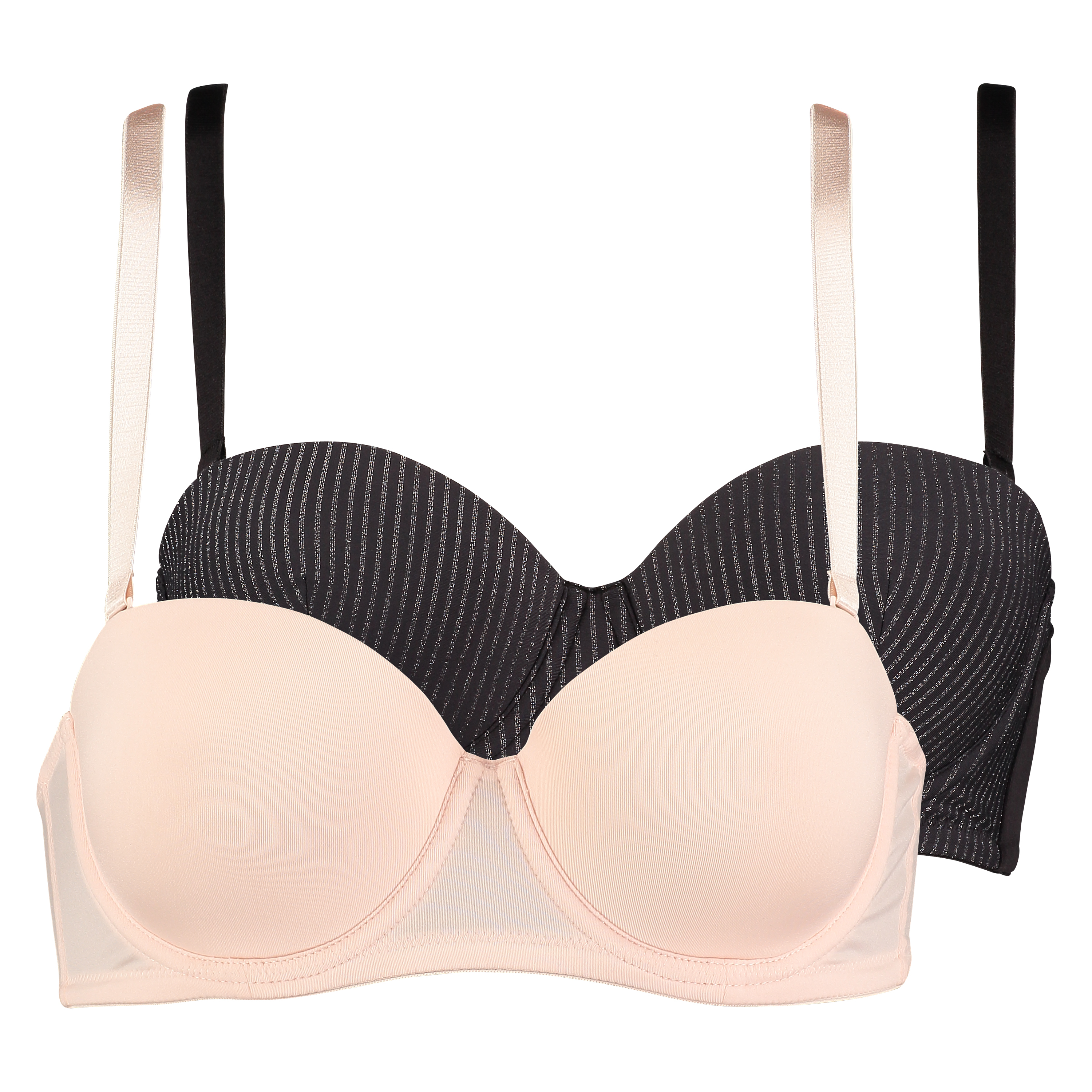 2 Strapless Padded Underwired Bras Lace, Rosa, main
