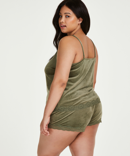 Velvet lace shorts, Gr&oslash;nn