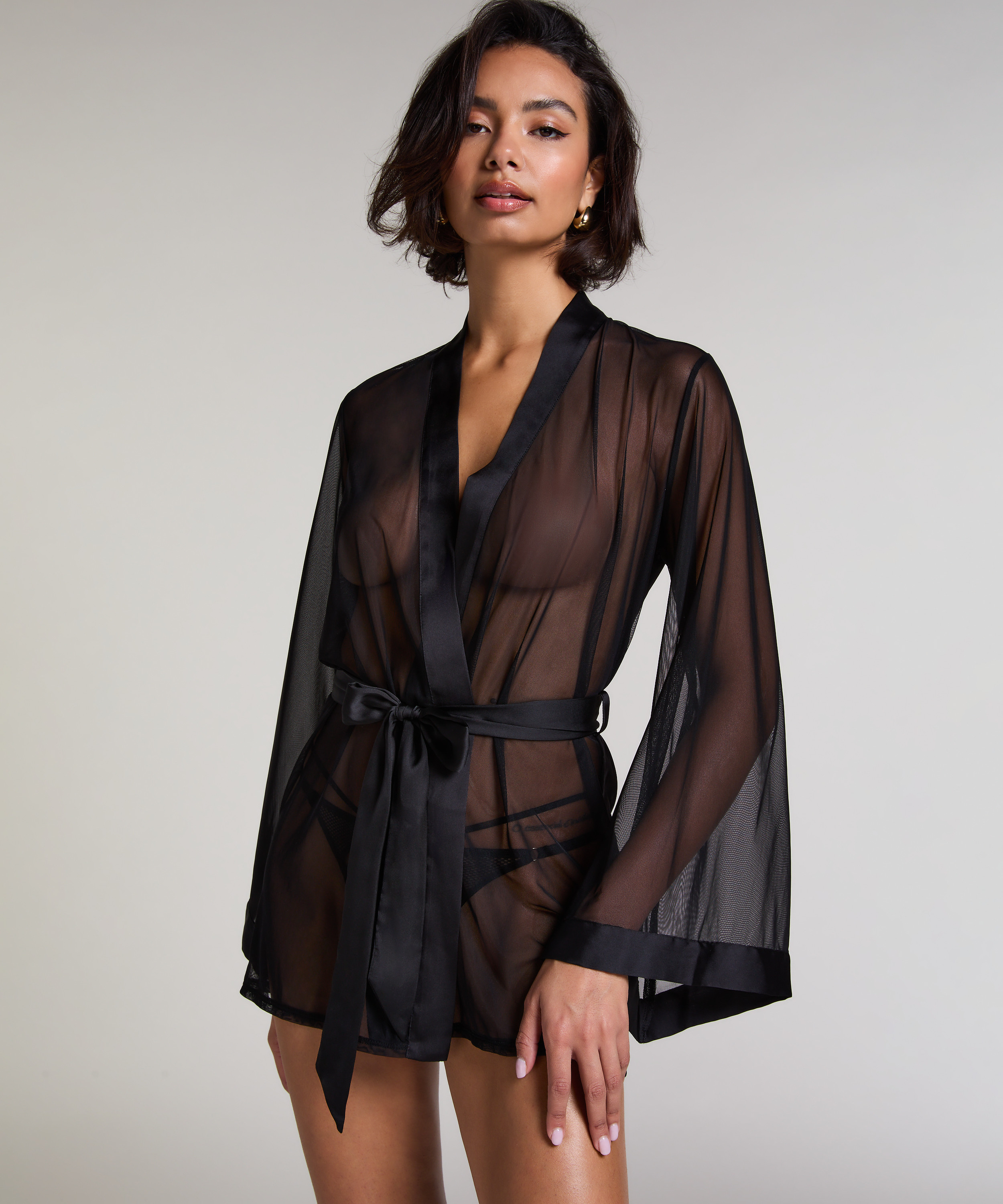 Kimono Maxime Tulle, Svart, main