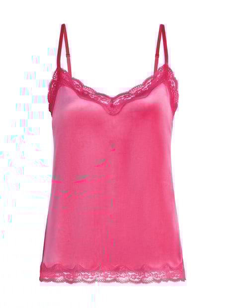Cami-topp Velours Lace, Rosa