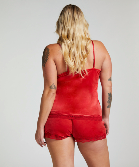Cami-topp Velours Lace, Rød