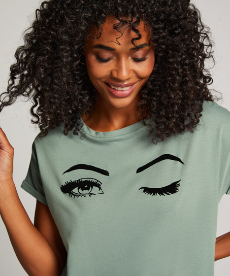 Nattskjorte med rund hals, Bl&aring;