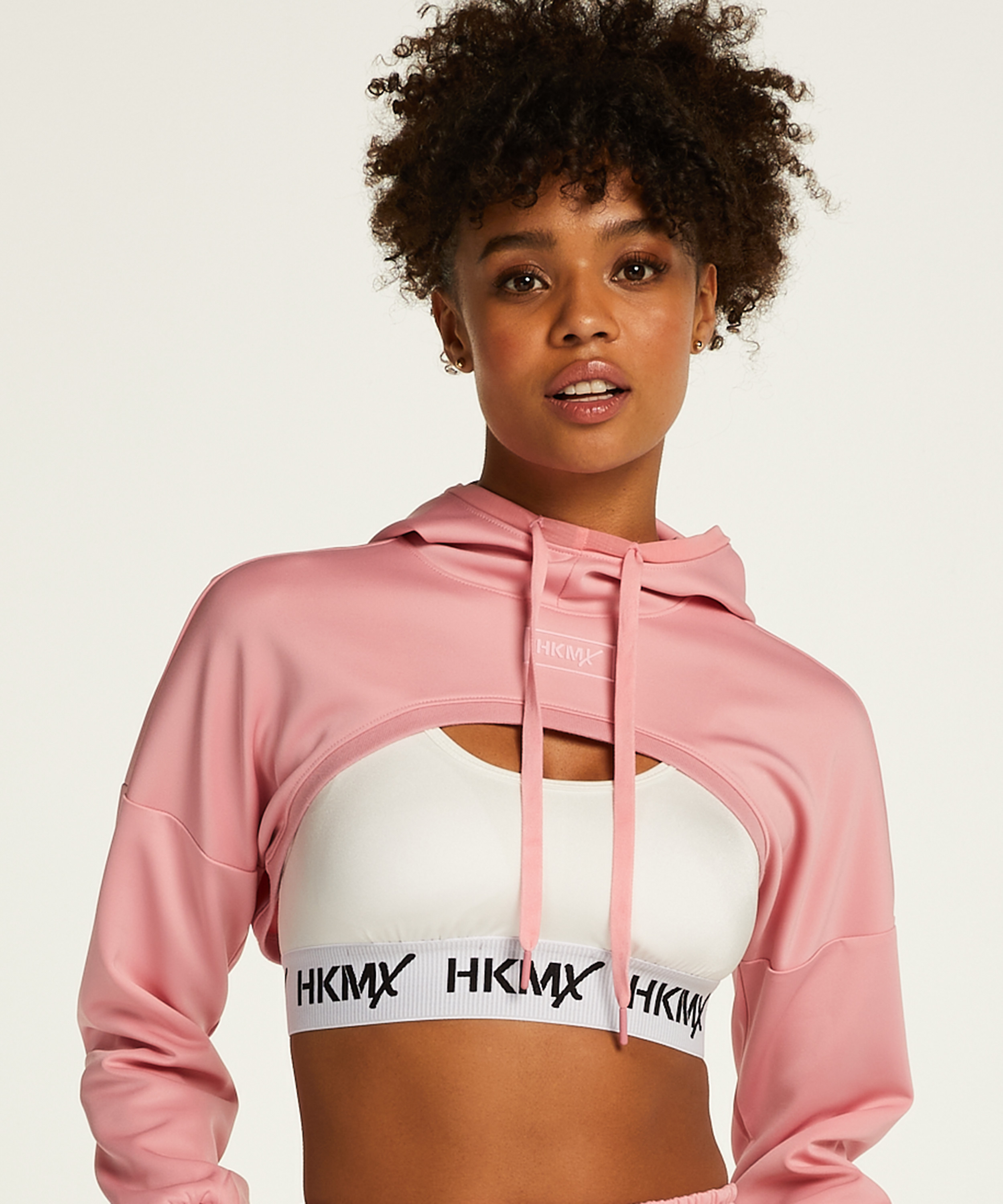 HKMX Hoodie Cropped, Rosa, main