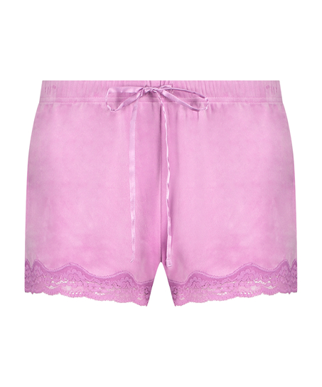 Velvet lace shorts, Rosa