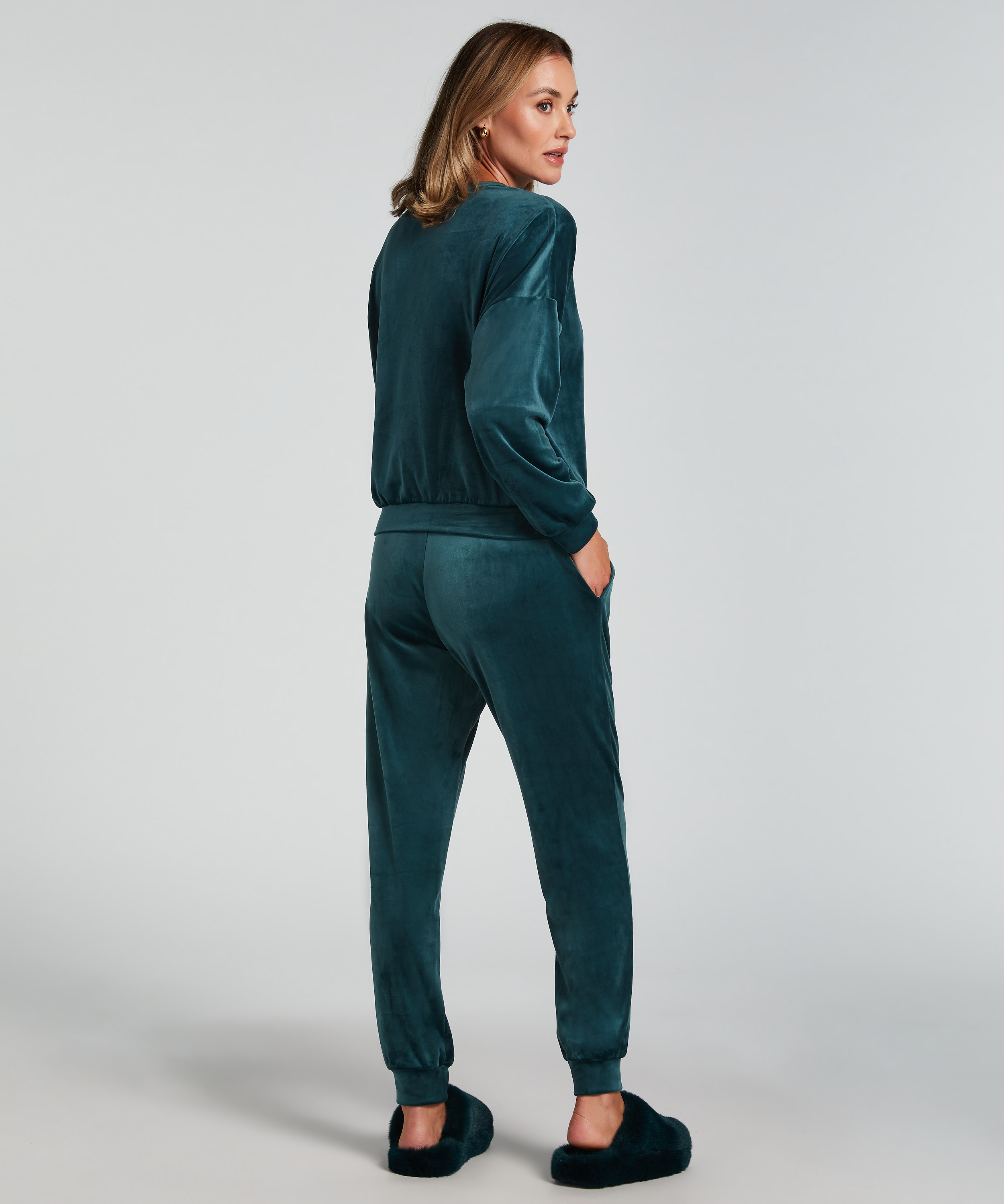 Joggebukser Velours, Grønn, main