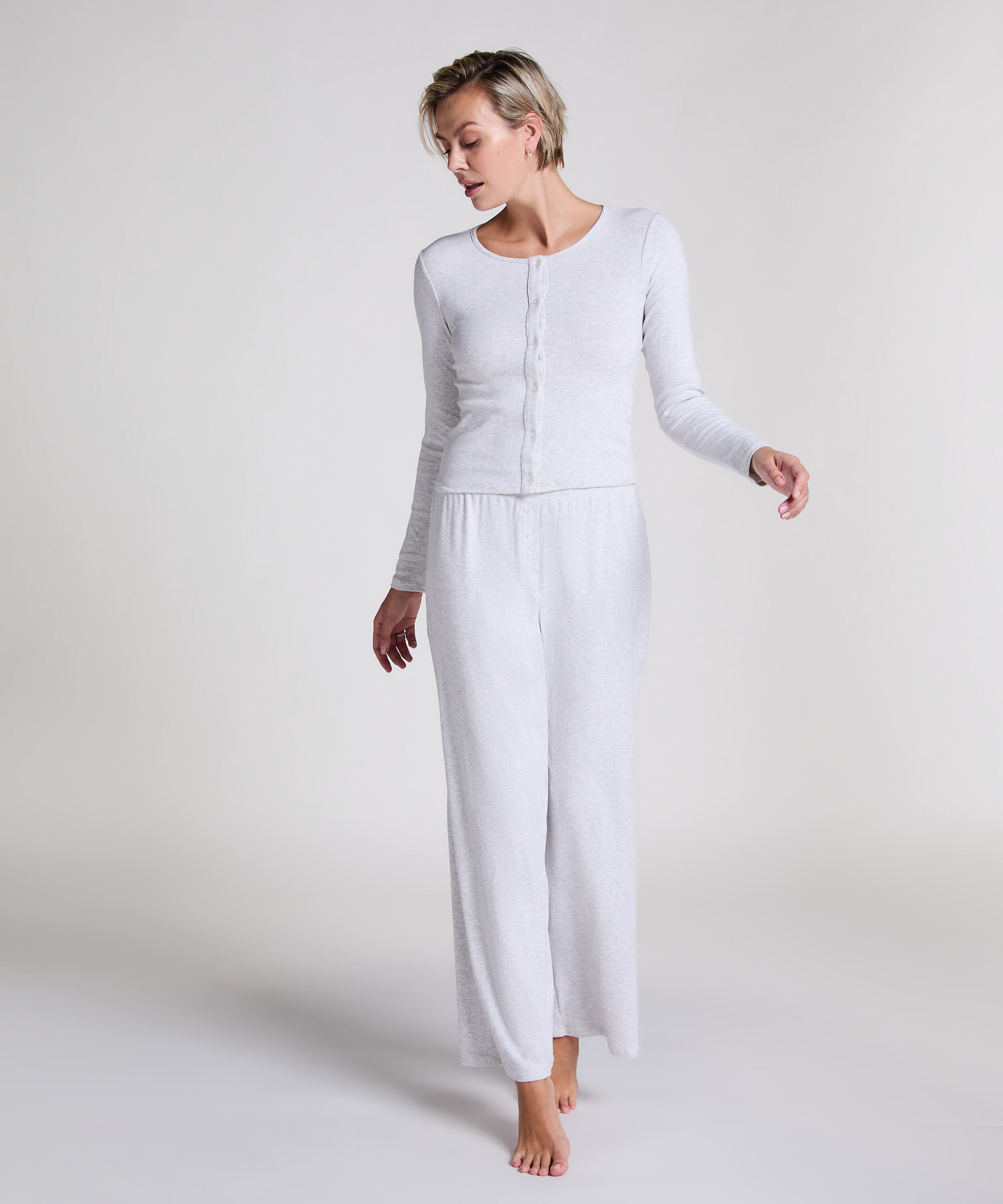 Pointelle Pyjamasbukser, Grå Pointelle Pyjamasbukser, Grå
