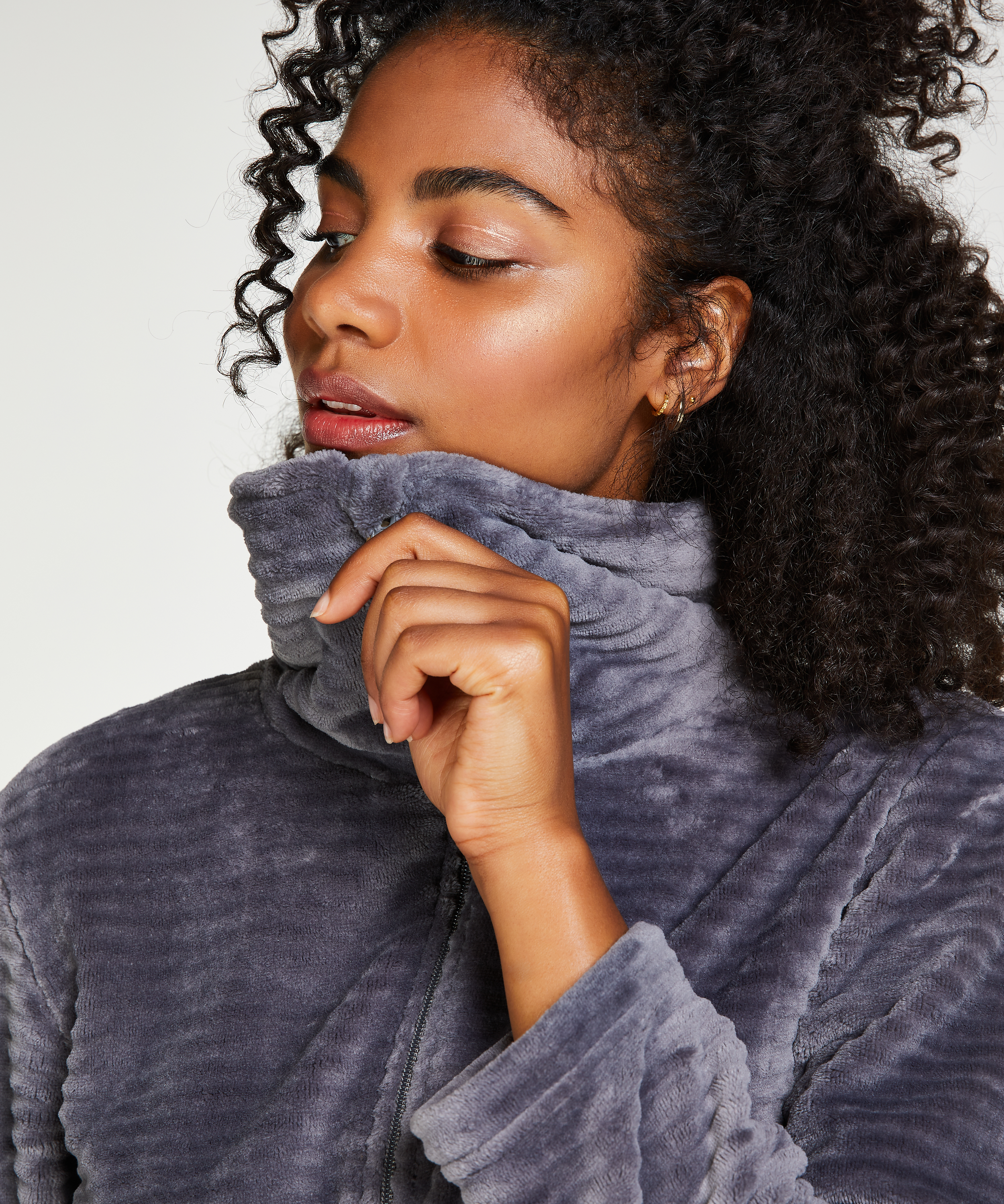 Badekåpe Zip Fleece, Grå, main