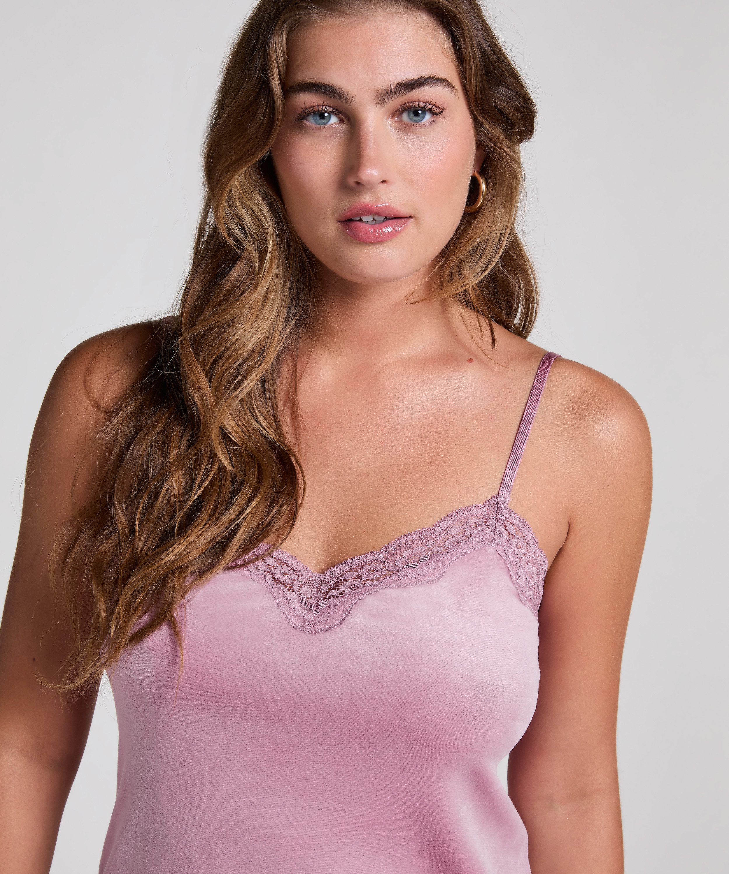 Cami-topp Velours Lace, Lilla, main
