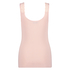 Ribbestrikket singlet med blonder, Rosa