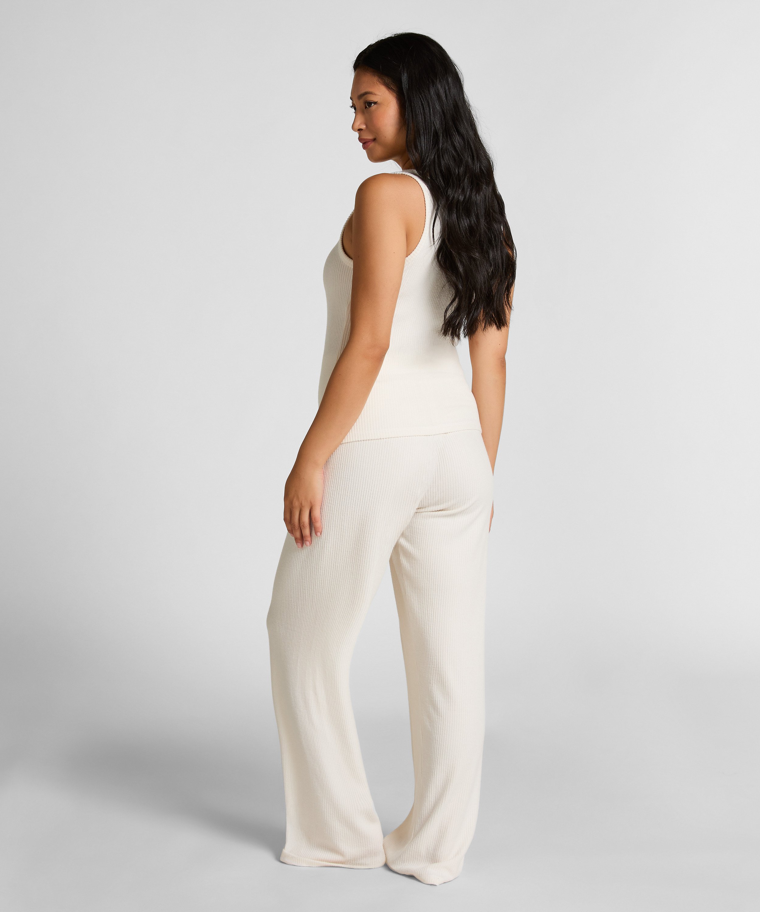 Singlet i b&oslash;rstet jerseyribb, Hvit, main