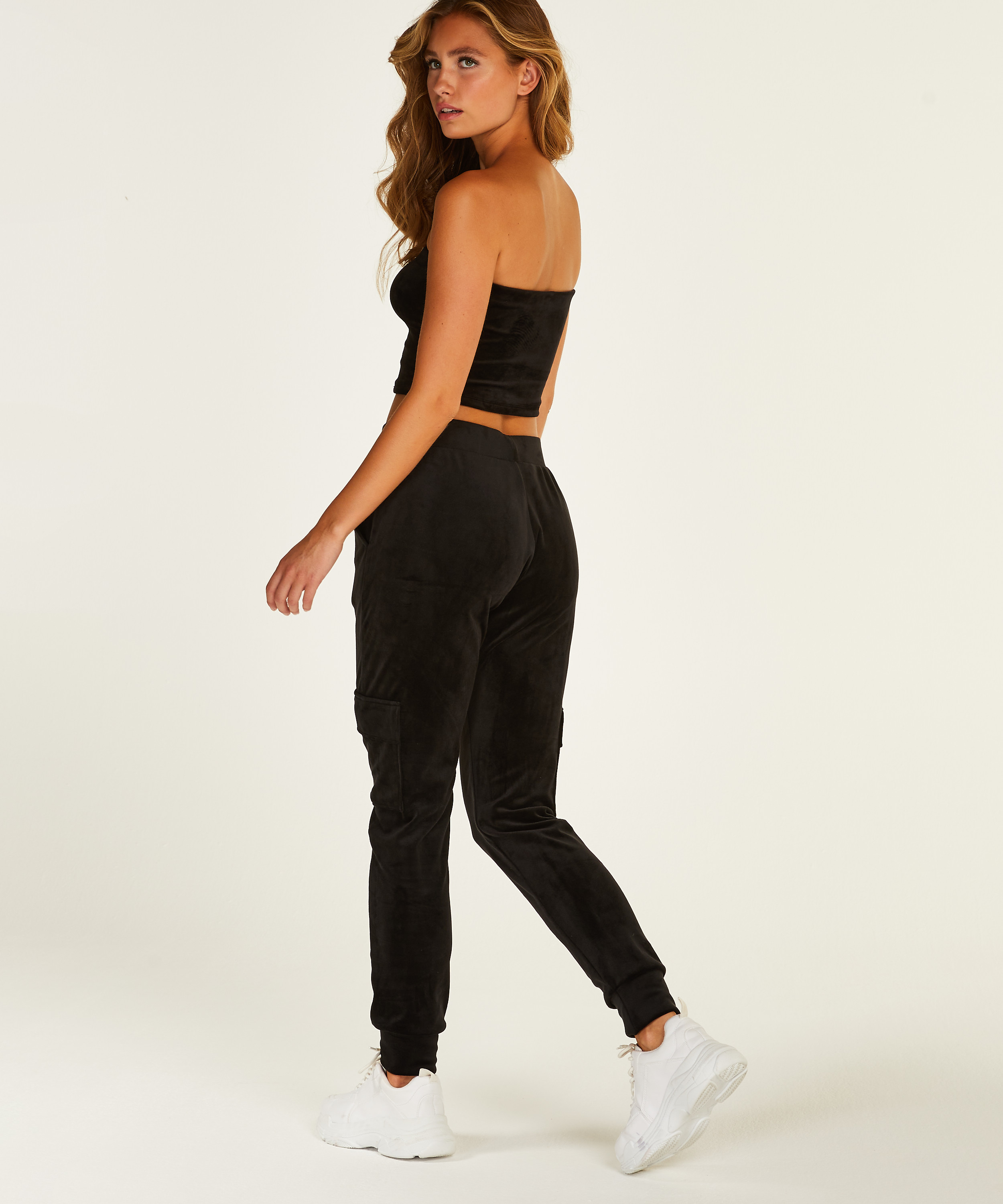 Velours bandeautopp, Svart, main