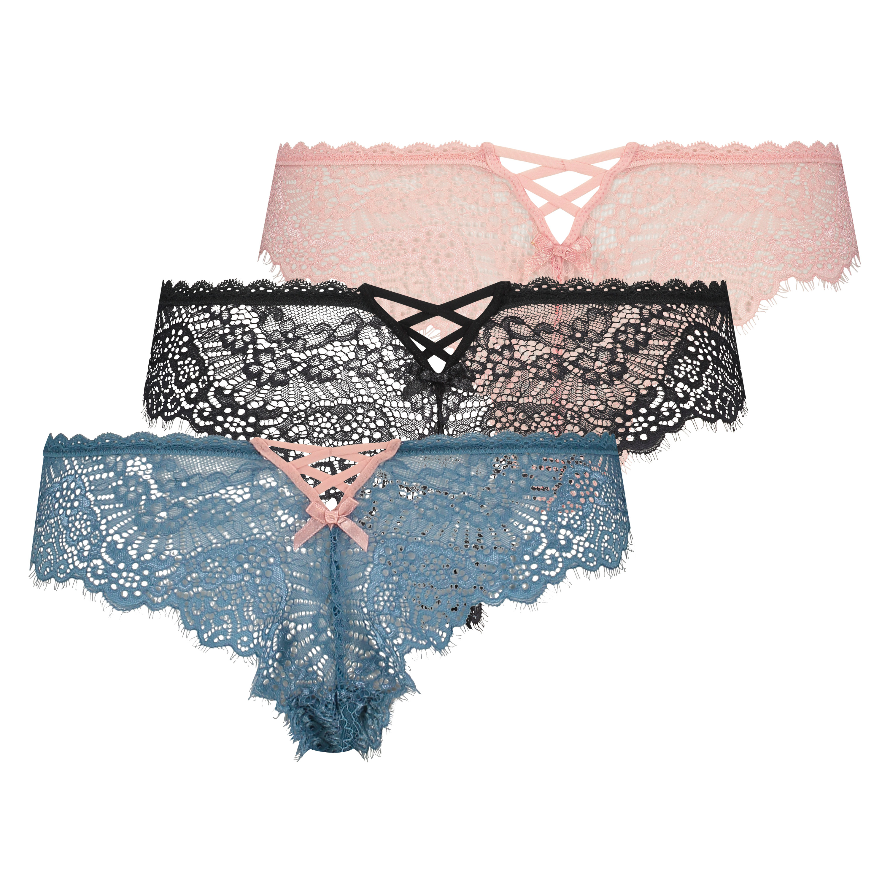 3-Pack Brazilians lace, Svart, main