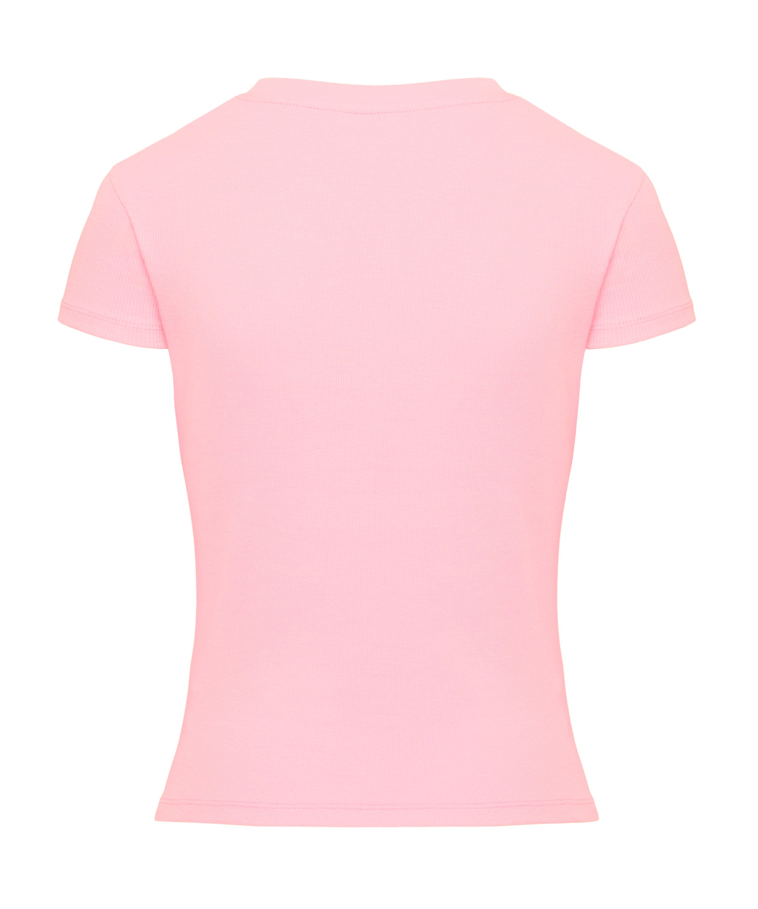 Ribbed Crew Neck Short-Sleeved Pyjama Top, Rosa, main