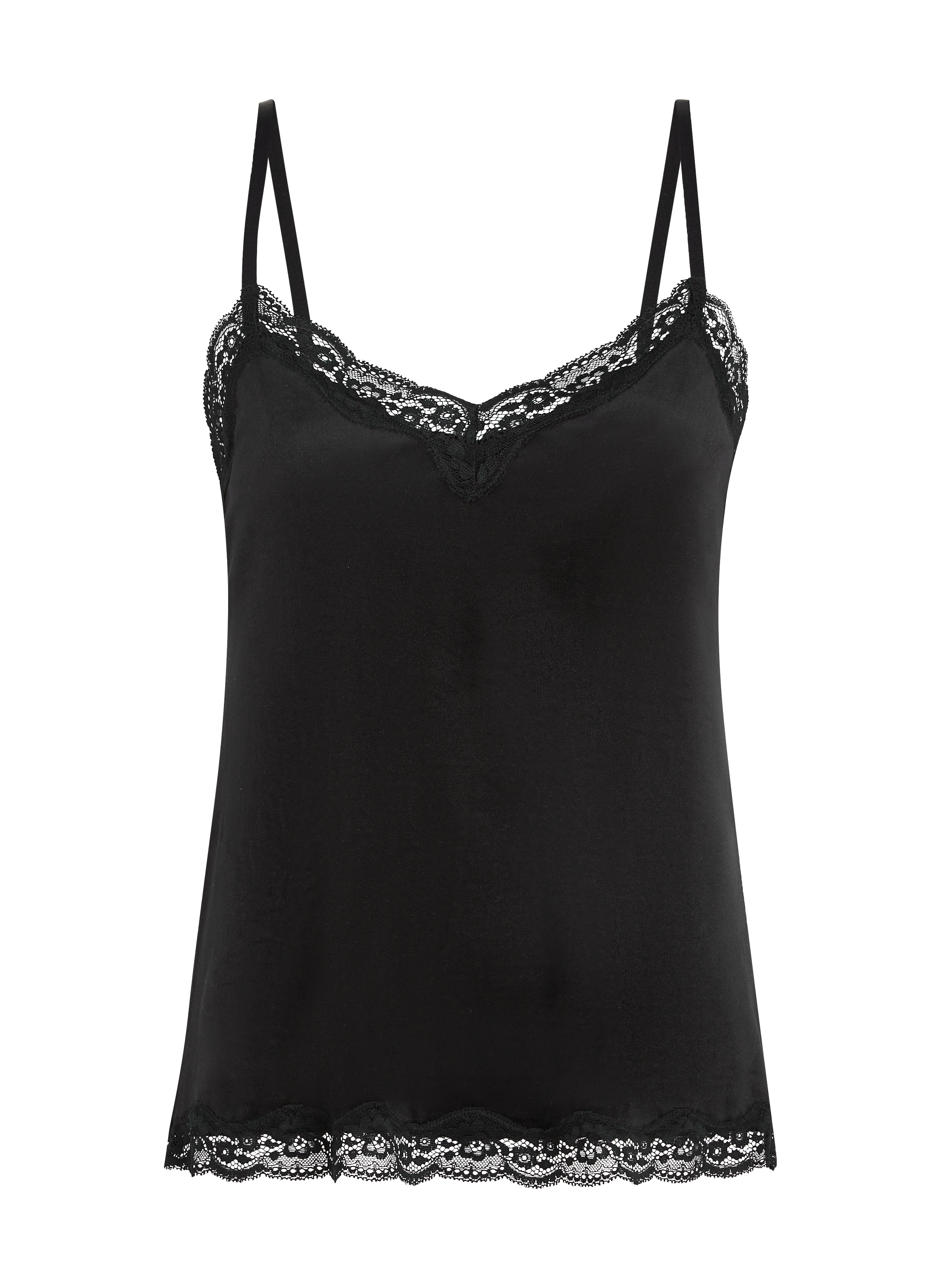 Cami-topp Velours Lace, Svart, main