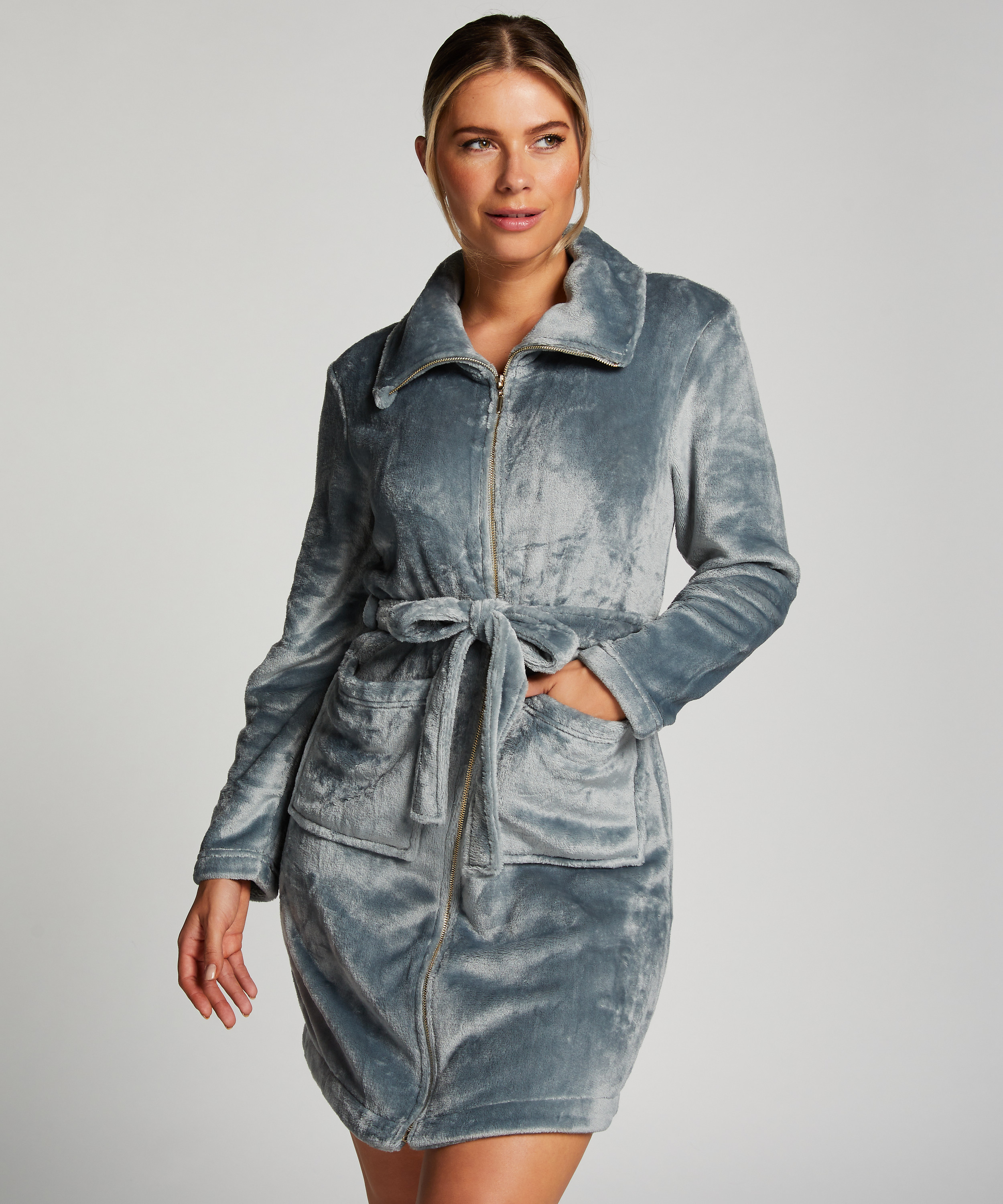 Badekåpe Zip Fleece, Blå, main