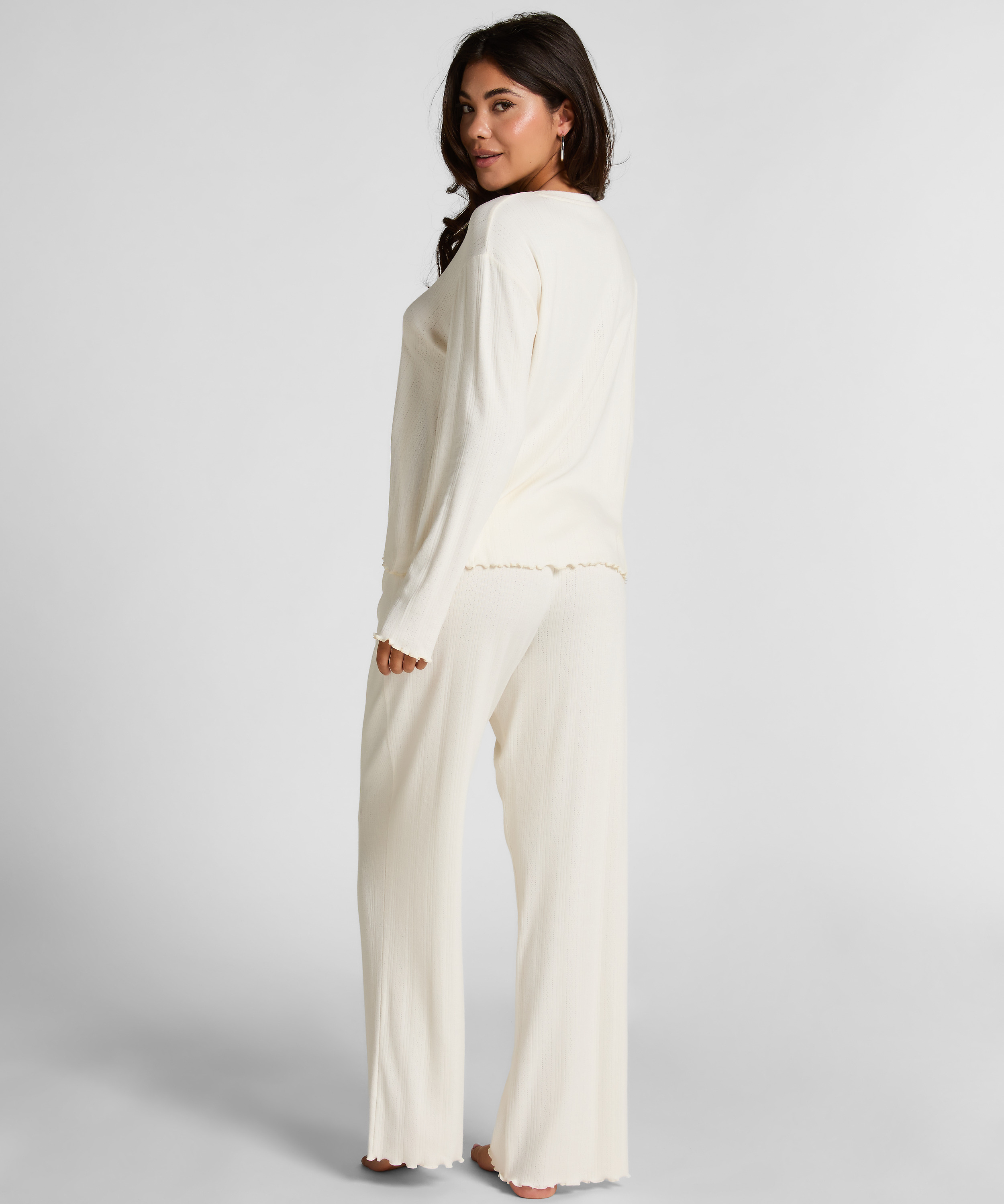 Pyjama Pant Loose Pointelle, Hvit, main