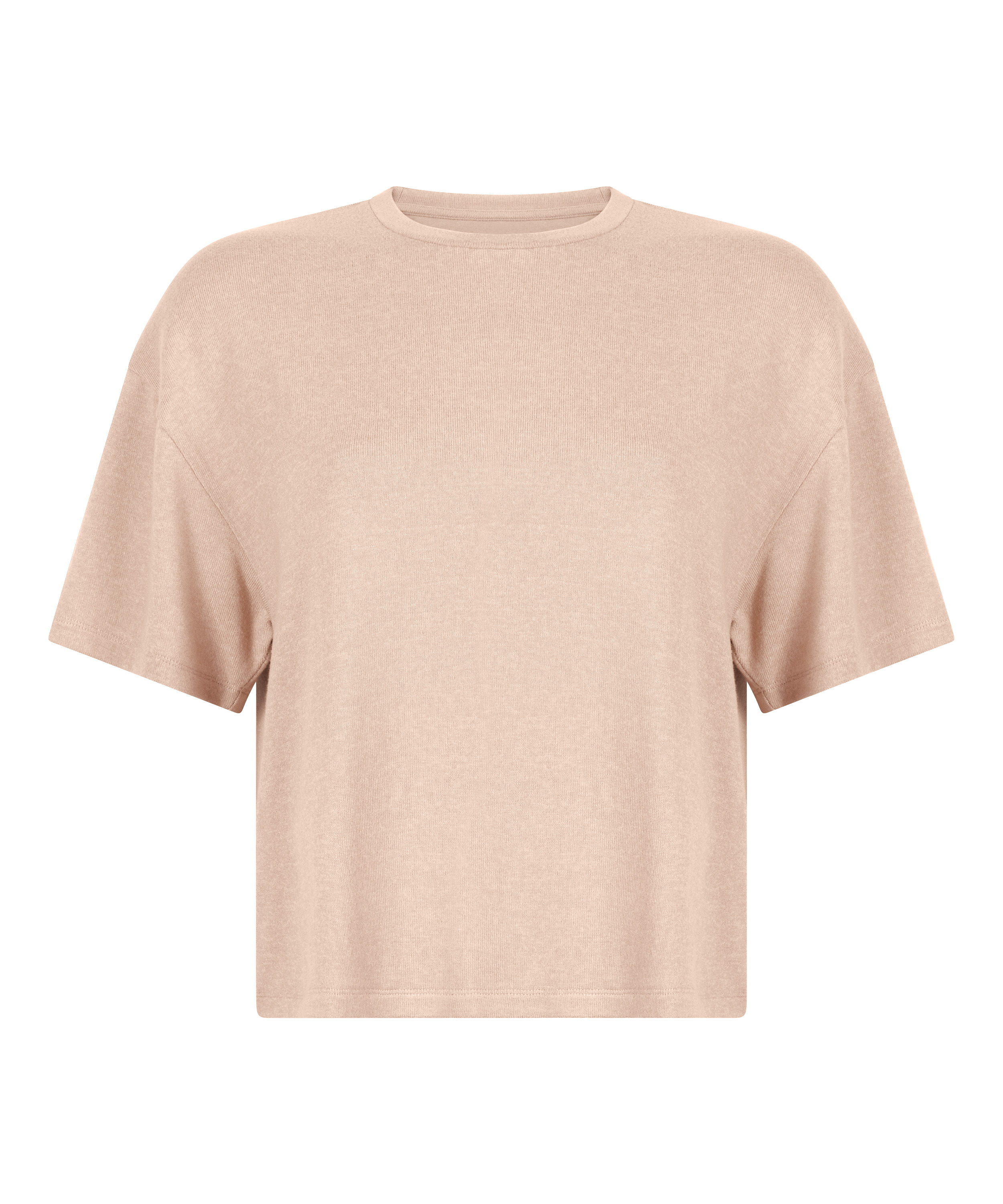 Pysjamastopp i b&oslash;rstet jersey, Beige, main