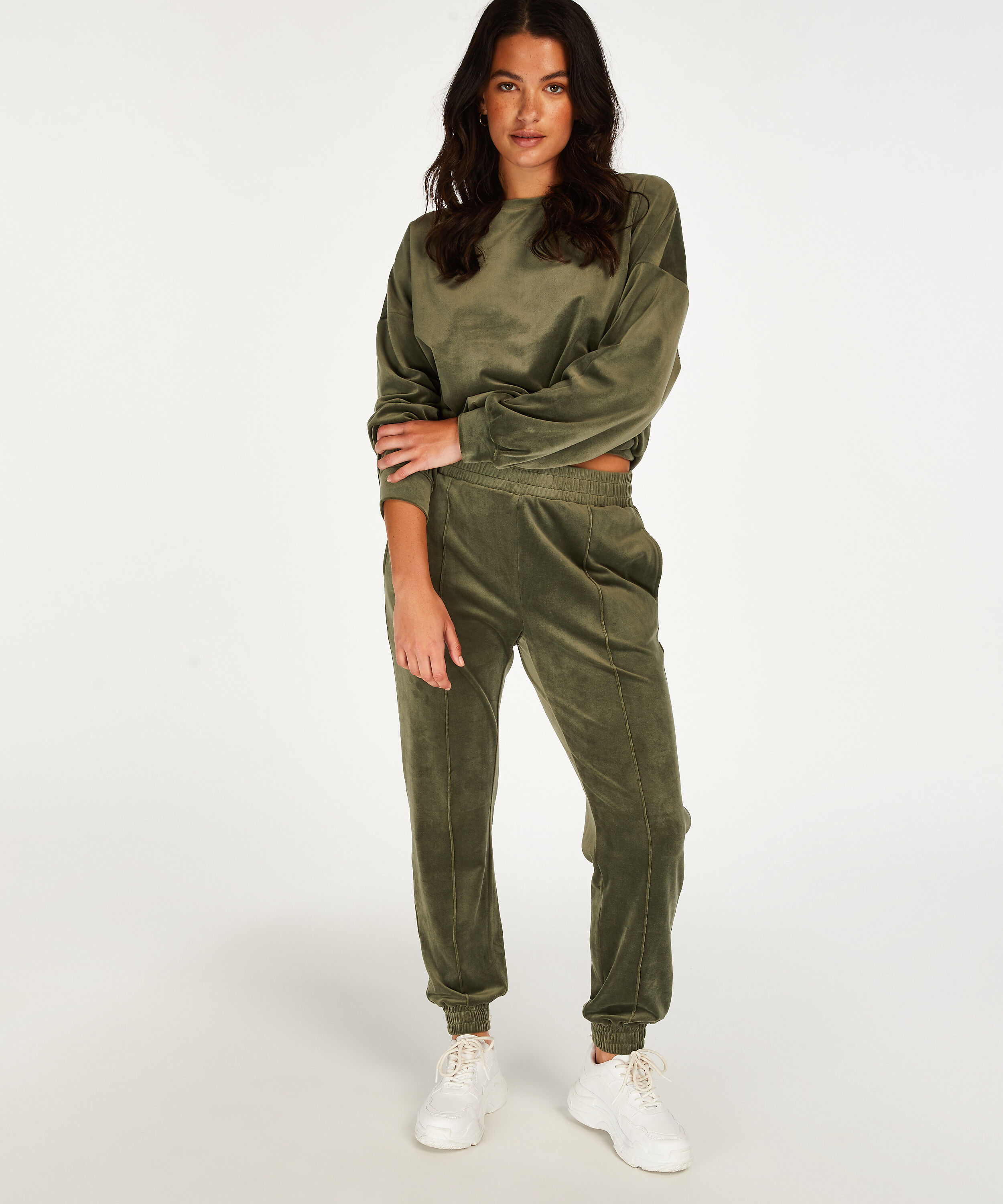 Pintuck Velours joggebukser