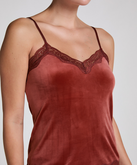 Cami-topp Velours Lace, Brun