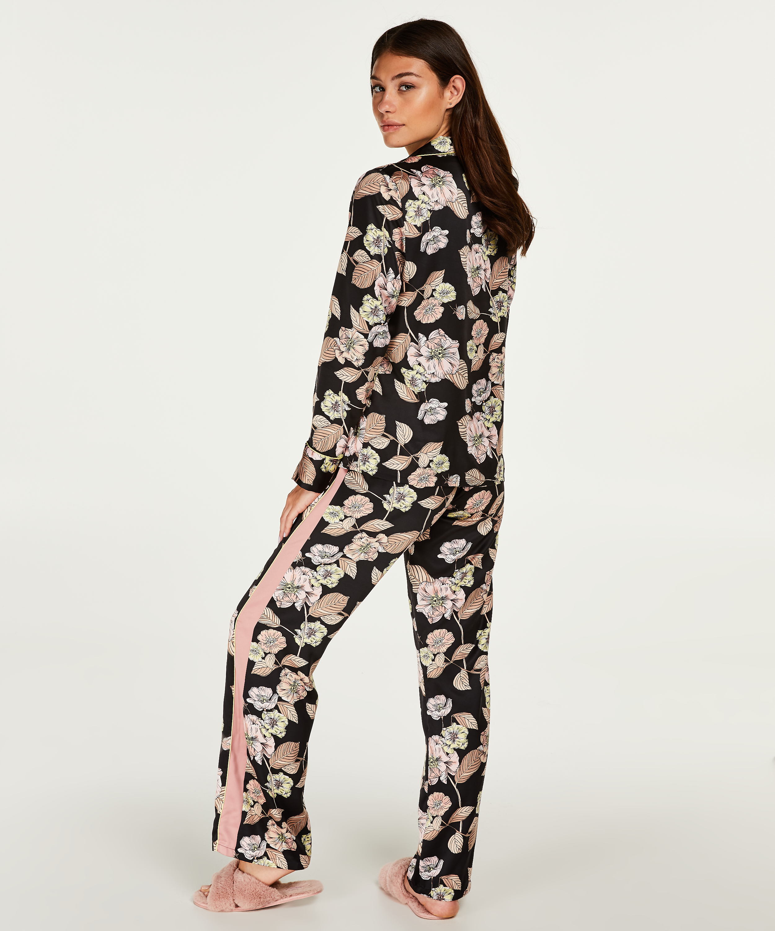 Emily satin pyjama pants, Svart, main