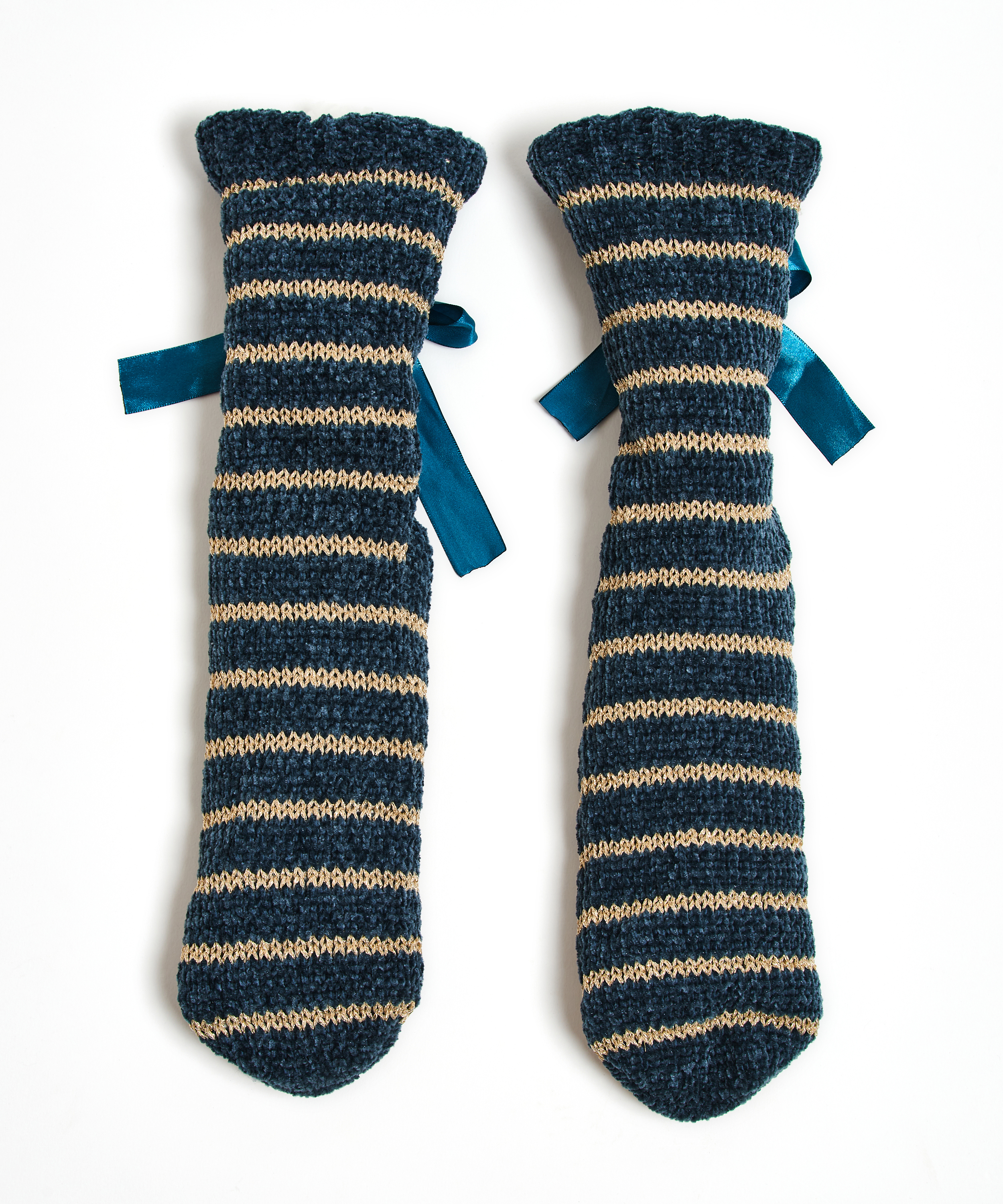 Lace-Up Slipper Socks, Blå, main