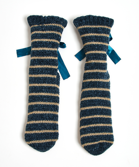 Lace-Up Slipper Socks, Blå