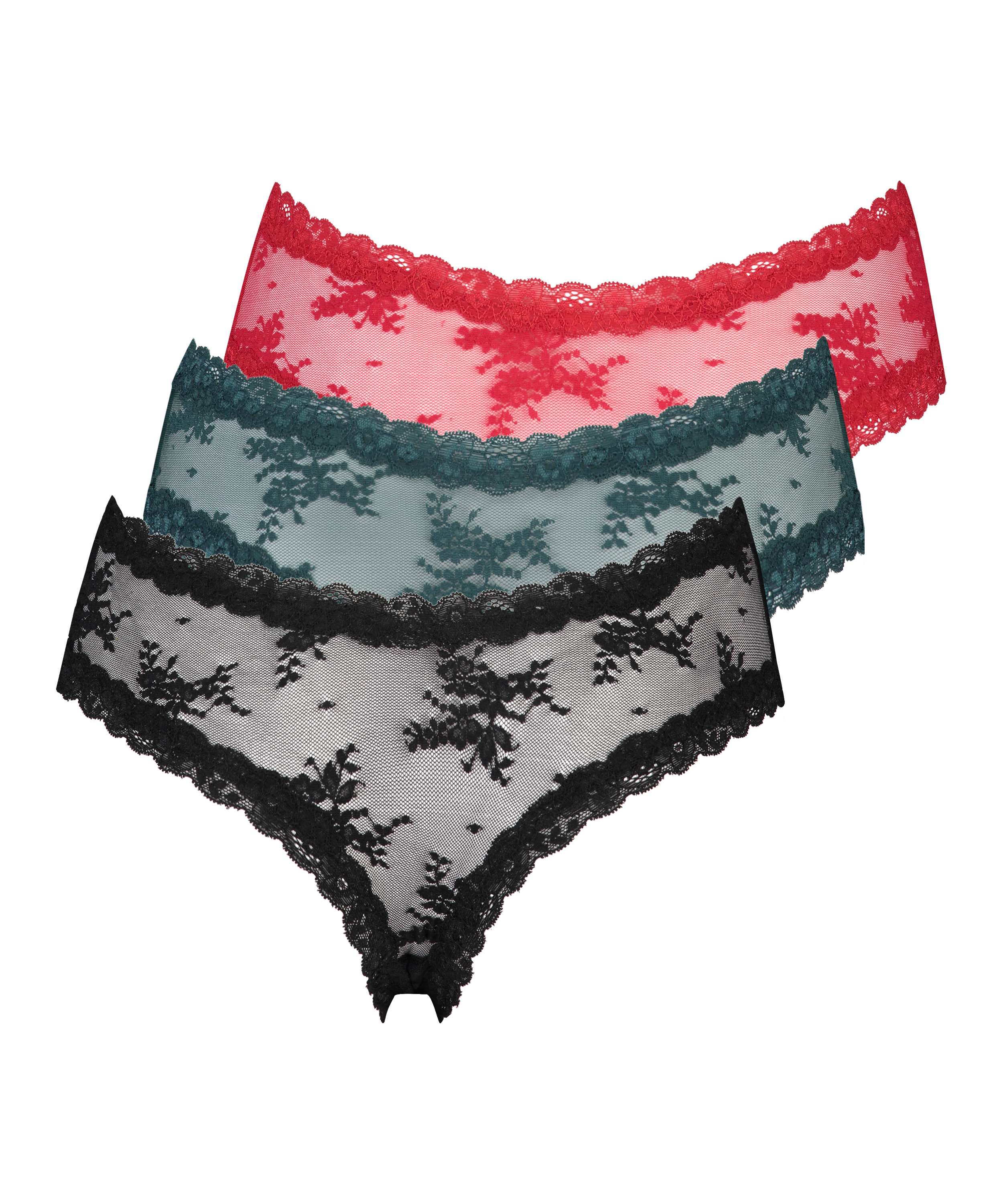 3 par brasilianske truser med V-form, Svart, main