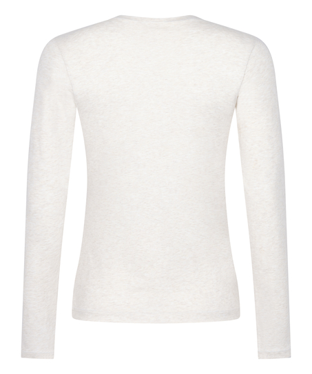 Langermet topp i myk bomull, Beige