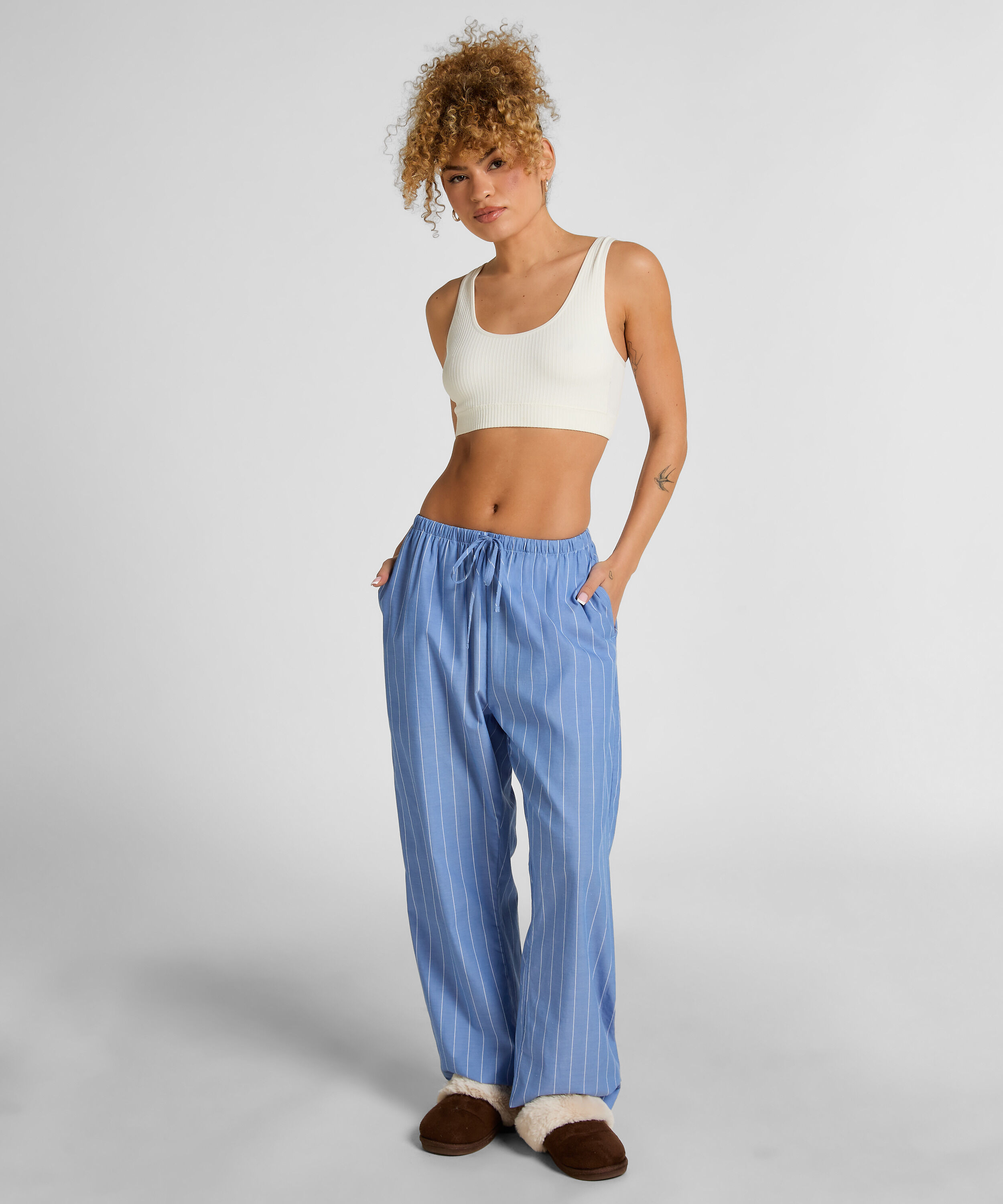 Pant Woven Cotton Stripe, Blå Pant Woven Cotton Stripe, Blå