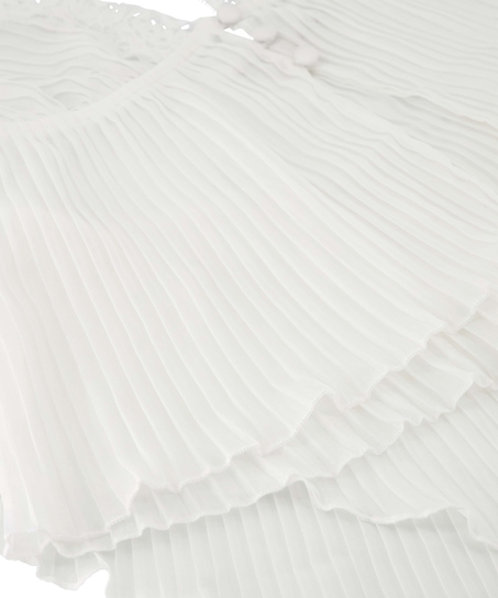 Chiffon plissé camisole-sett, Hvit