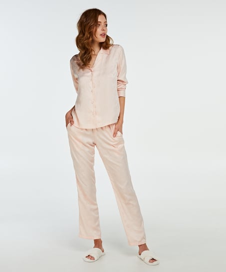 Satin Pyjama Top, Rosa