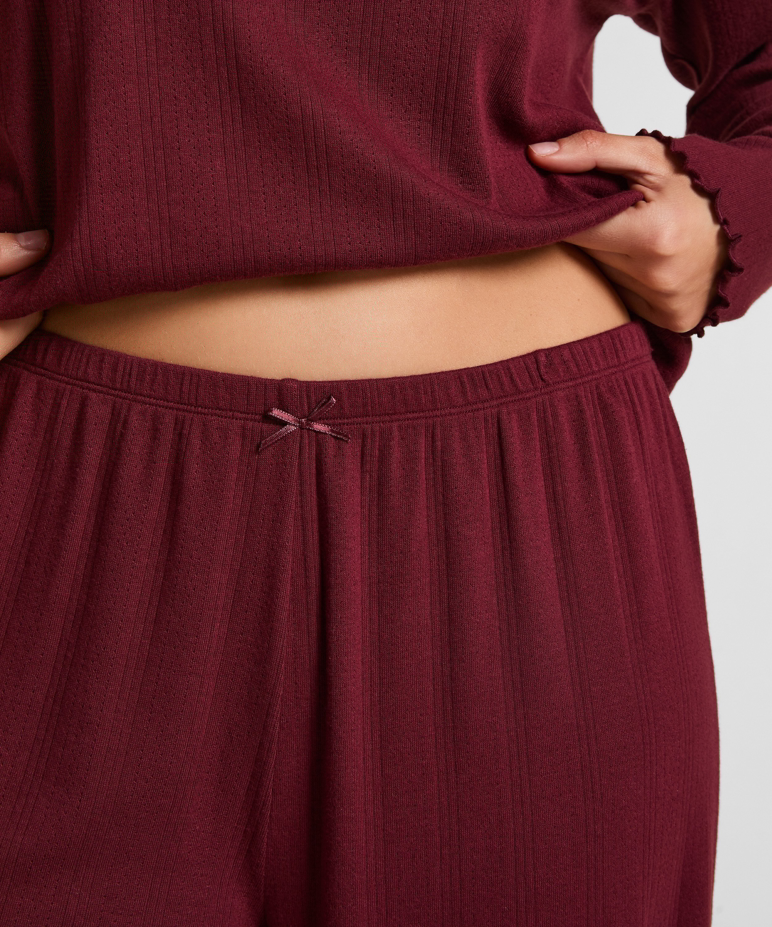 Pyjama Pant Loose Pointelle, R&oslash;d, main