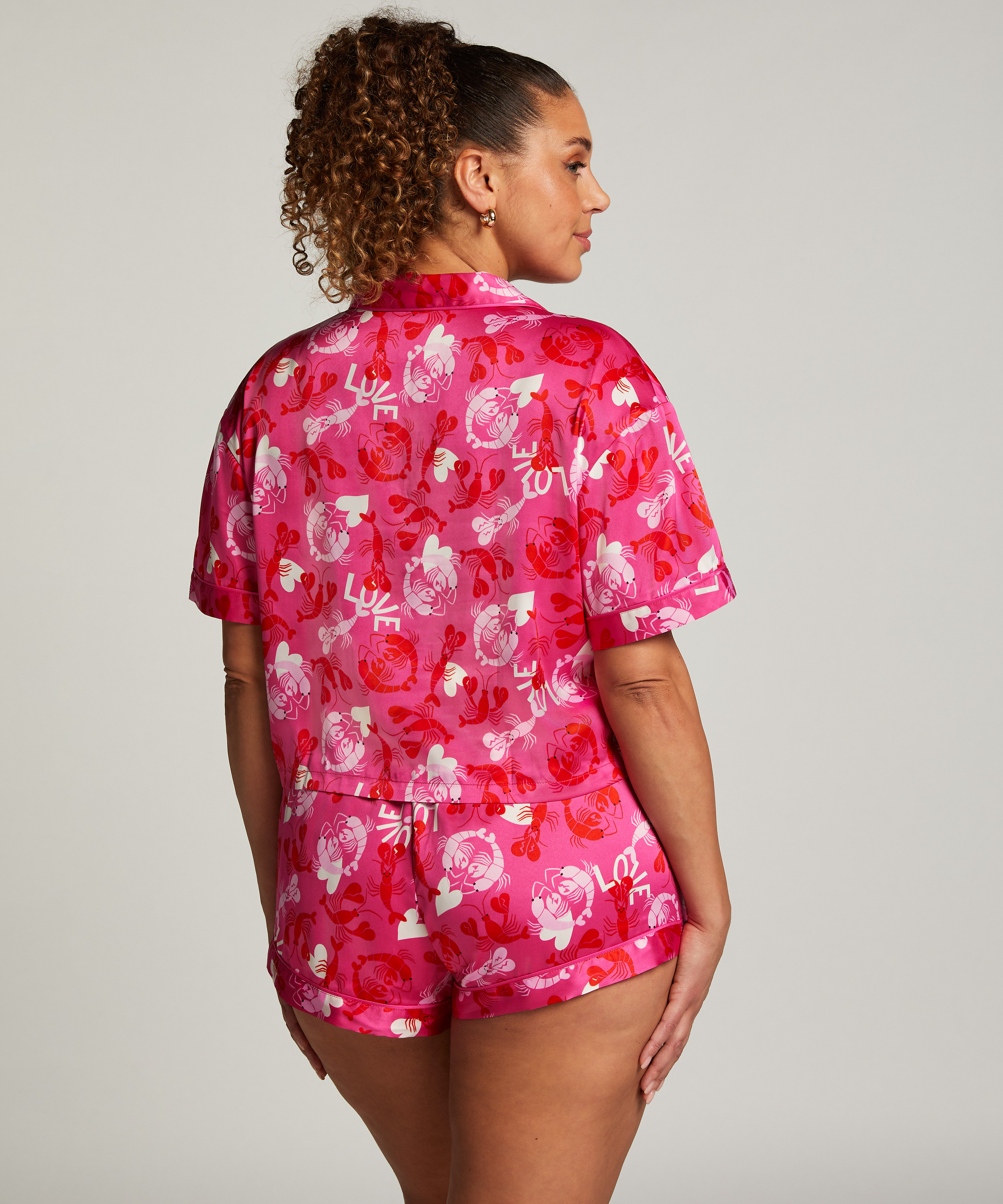 Pyjamasshorts i sateng, Rosa, main