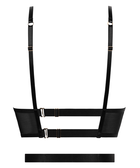 Vatterte longline push-up bøyle-bh Nadia, Svart