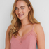 Mia HKM x NA-KD rib lace cami, Rosa