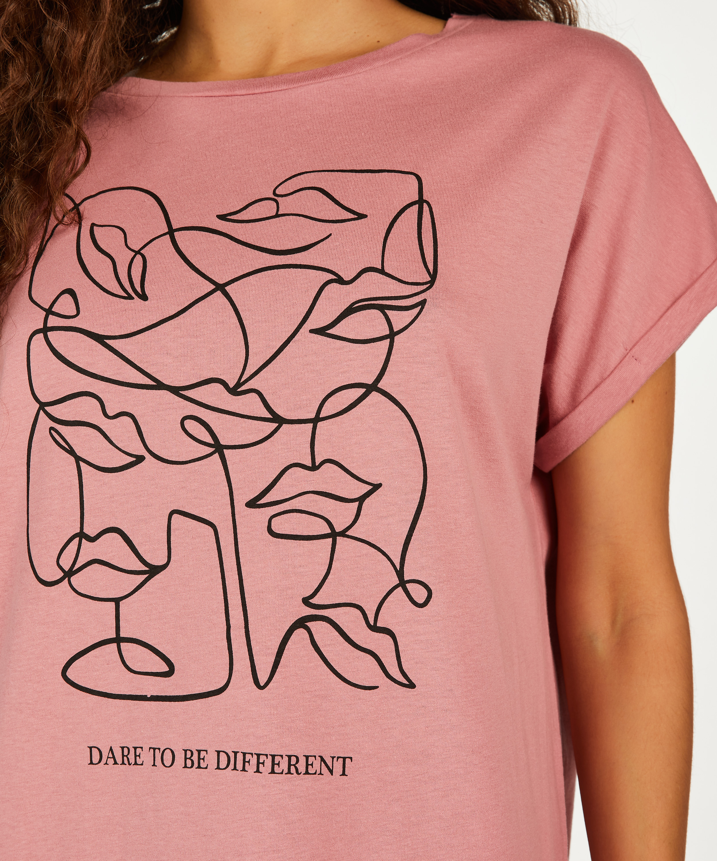 Nattskjorte med rund hals, Rosa, main