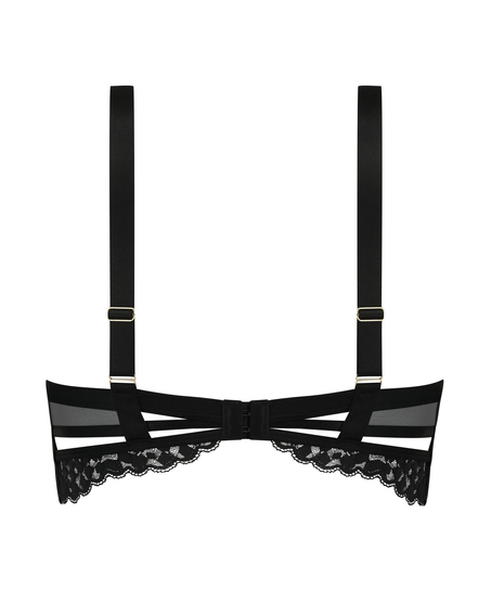Vattert bh med bøyle longline push-up Desire, Svart