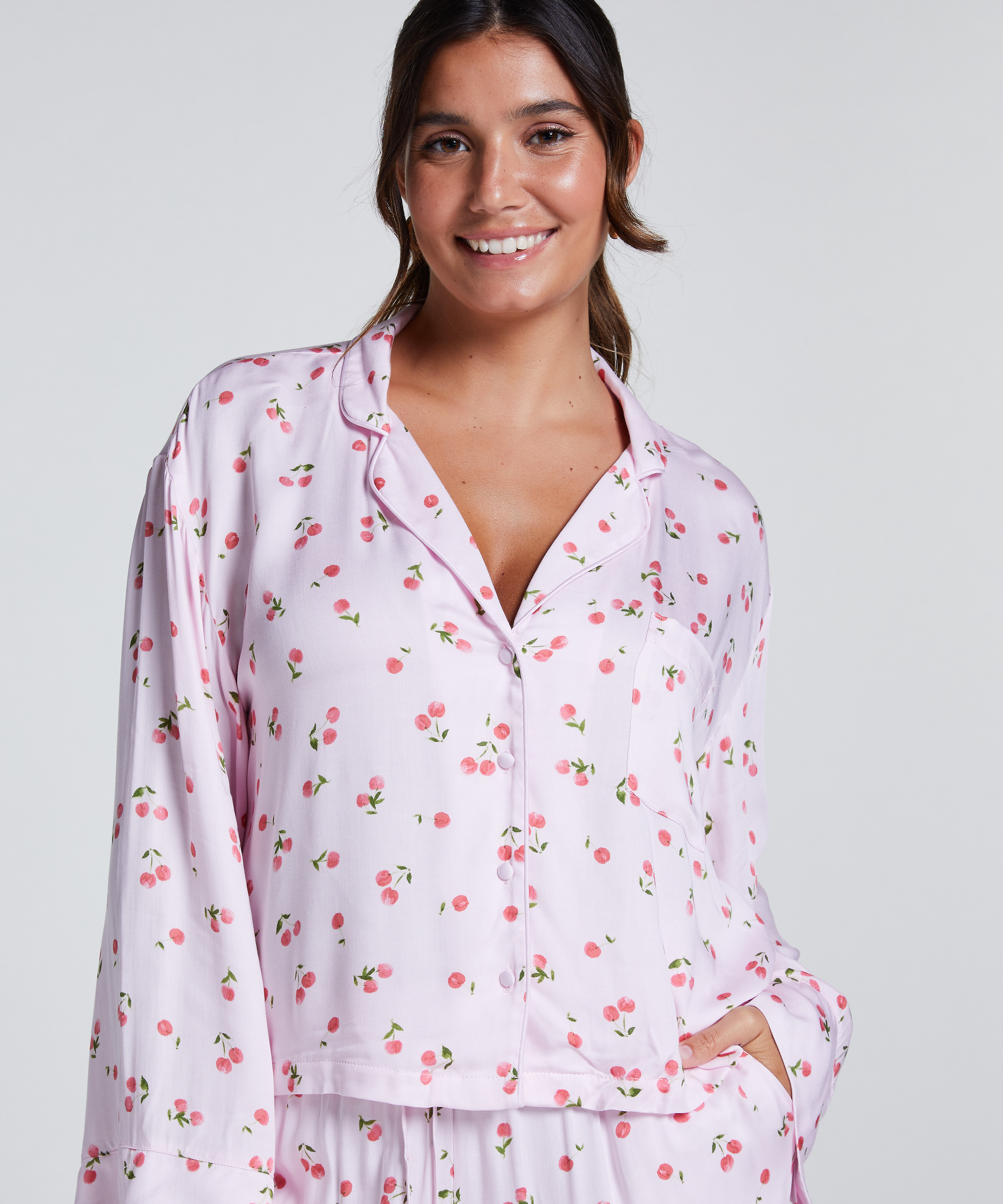 Langermet jakke i sateng, Rosa, main