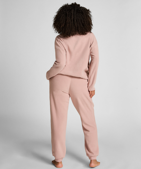 Topp med halv glidel&aring;s og sporty fleece, Rosa