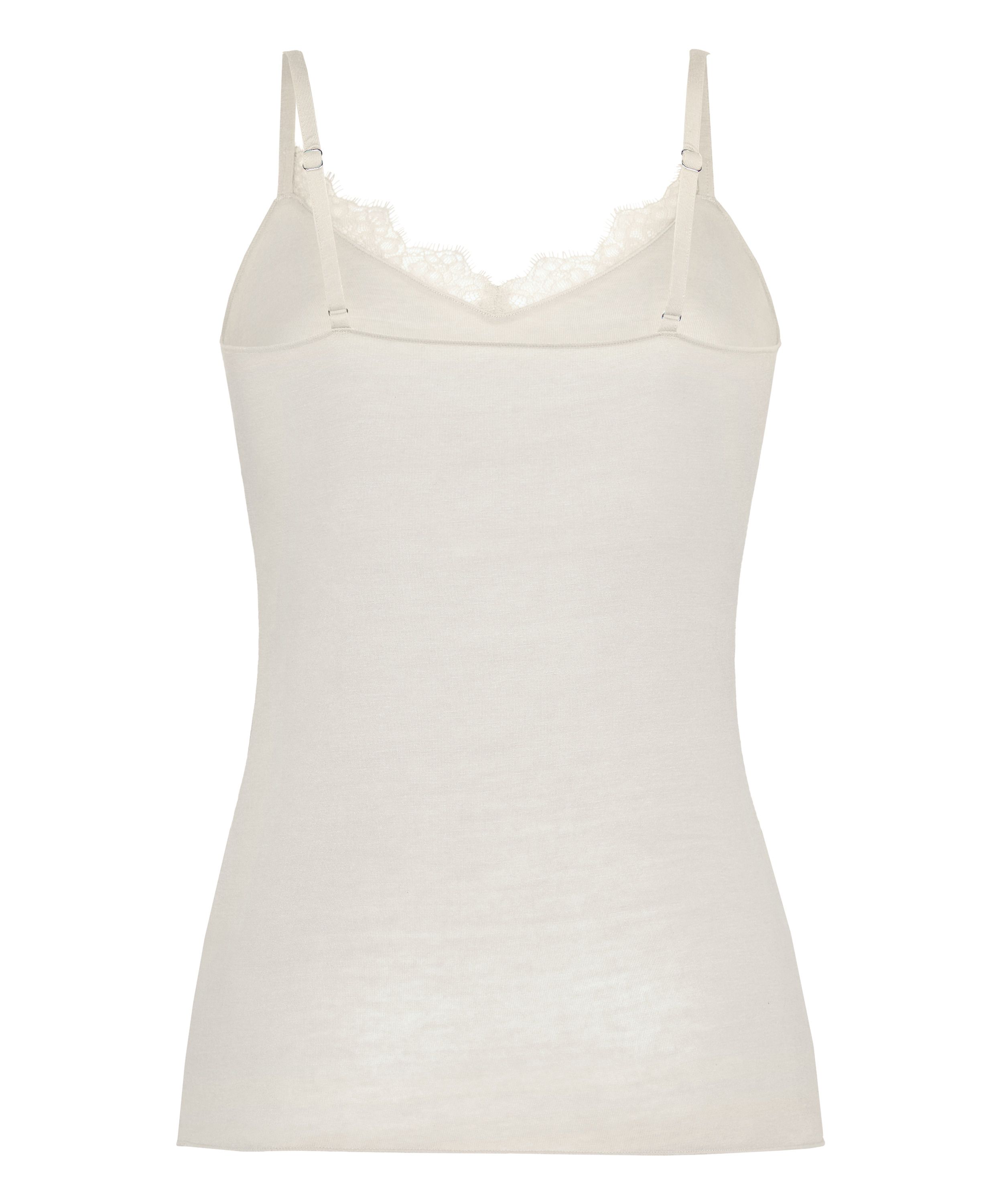super soft V-hals cami med blonder og kashmir, Hvit, main