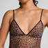 Leopard slipkjole i netting, Svart