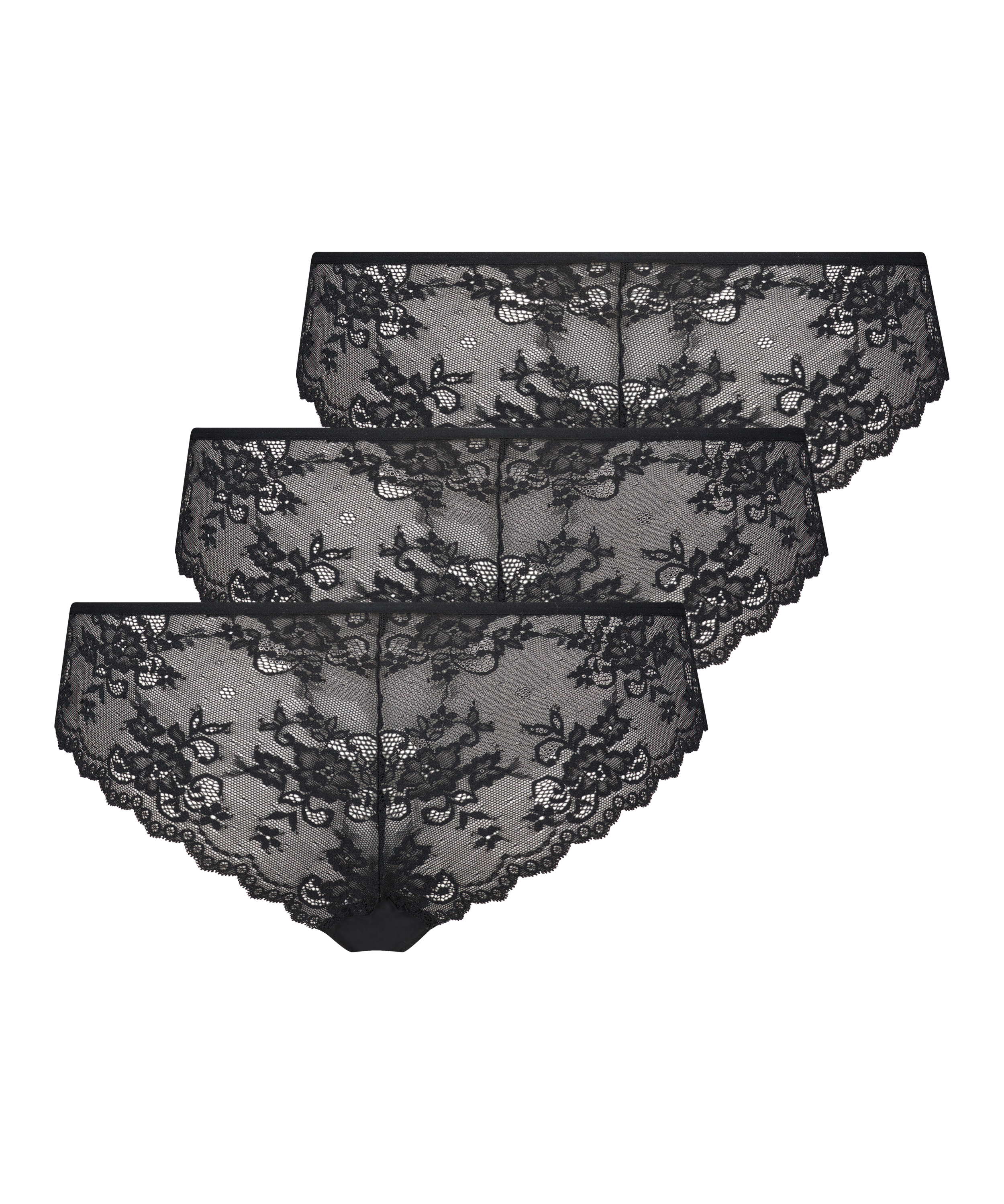 3-pakning invisible brasiliansk truse, Svart, main