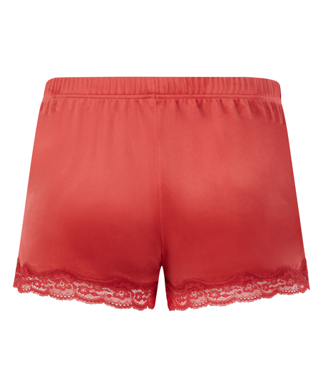 Velvet lace shorts, Rød