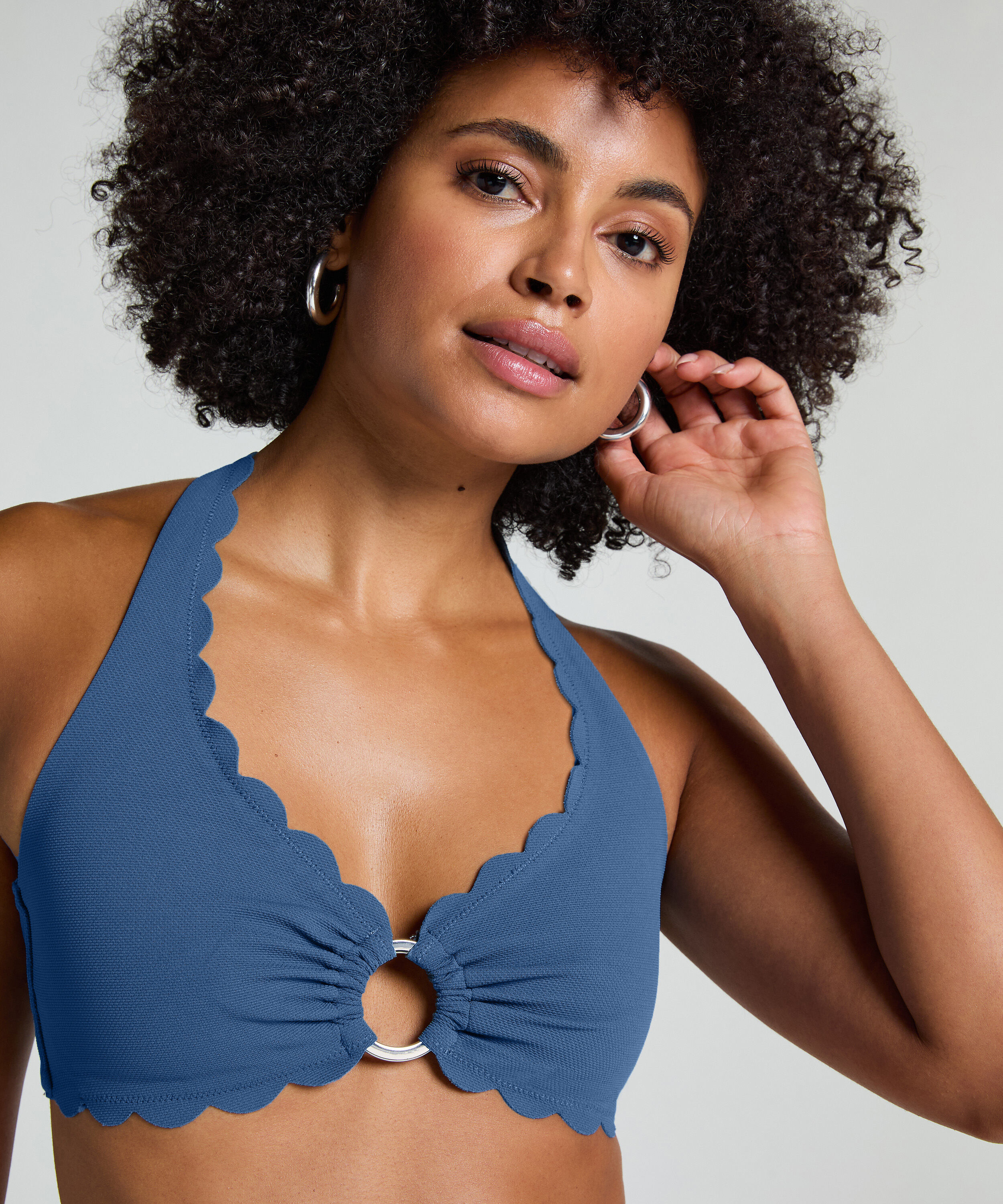 Scallop halter-bikinitopp, Blå Scallop halter-bikinitopp, Blå